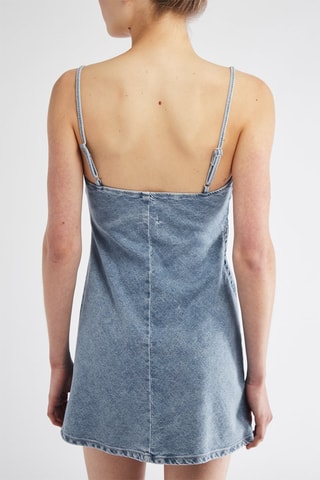 Vestido direito de ganga - Azul
