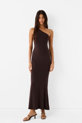 Robe midi asymétrique - Marron