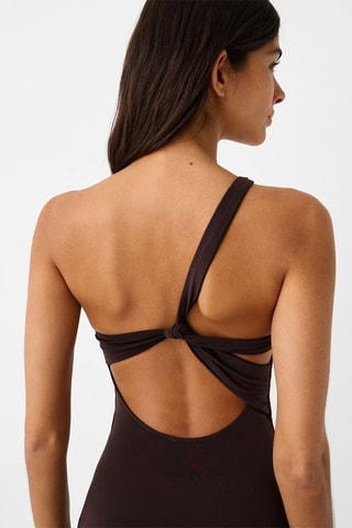 Robe midi asymétrique - Marron