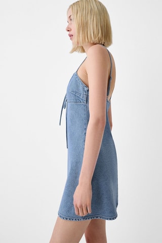 Vestido direito de ganga - Azul