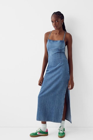Vestido comprido de ganga - Azul