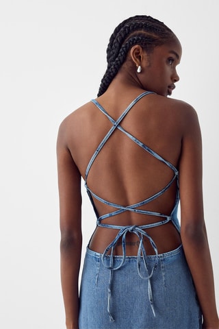 Vestido comprido de ganga - Azul