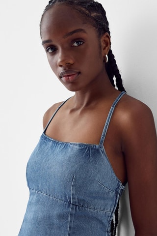 Vestido comprido de ganga - Azul