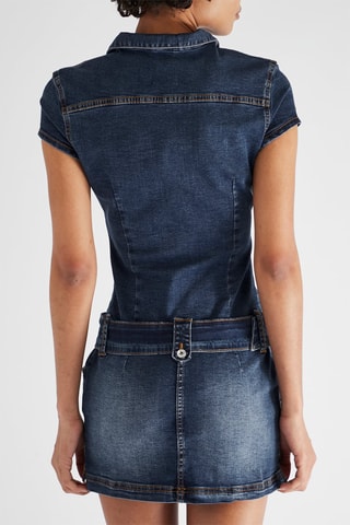 Vestido-camisa de ganga - Azul