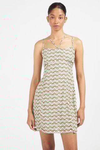 Vestido direito Castanho e bege