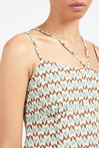 Vestido direito Castanho e bege