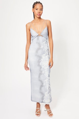 Vestido midi tie and dye - Azul-claro e cru