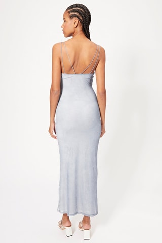 Vestido midi tie and dye - Azul-claro e cru