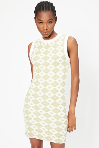 Vestido justo Branco e verde-claro
