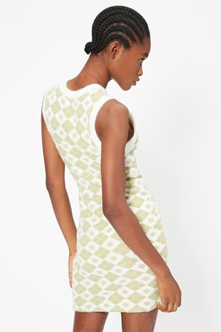 Vestido justo Branco e verde-claro
