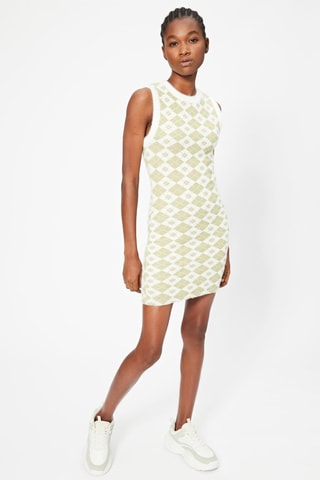 Vestido justo Branco e verde-claro