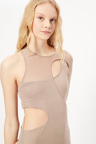 Vestido justo bi-matéria Toupeira-claro