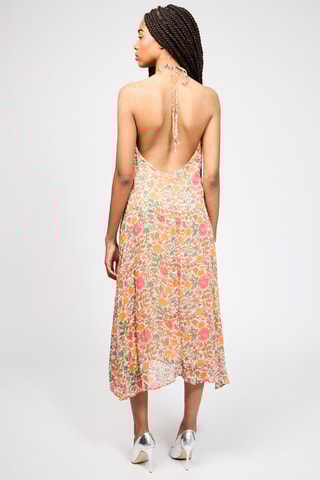 Vestido midi - Laranja e branco