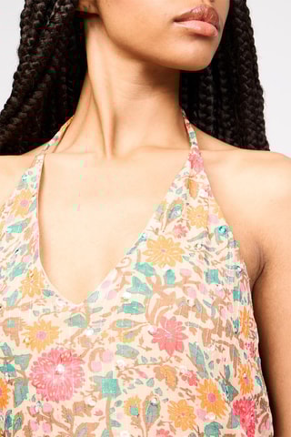 Vestido midi - Laranja e branco
