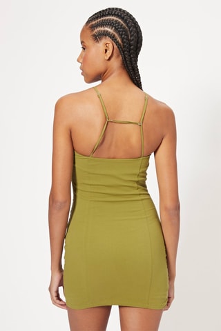 Vestido justo - Verde-azeitona