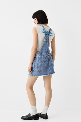 Vestido-jardineiras de ganga - Azul