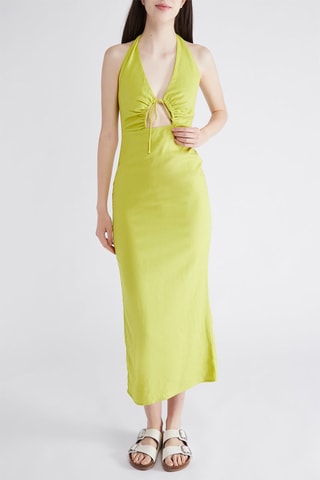 Vestido compridas em linho - Verde