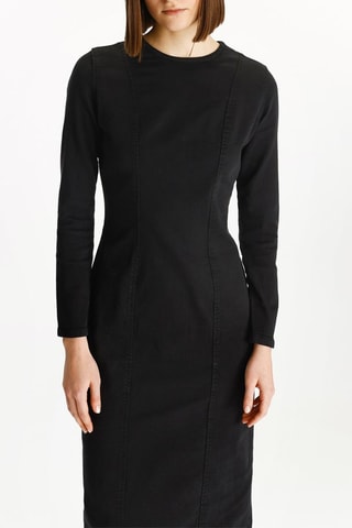 Vestido midi de ganga - Preto