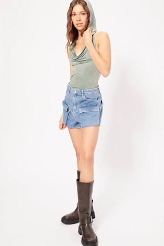 Body-string com capuz - Verde-água