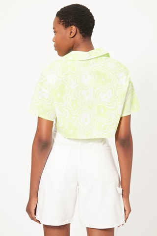 Camisa curta Verde-lima e branco
