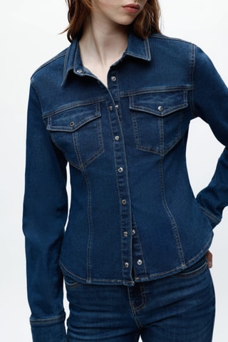 Camisa de ganga - Azul-marinho