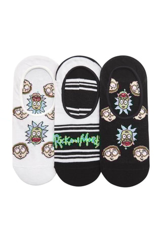 3 pares de meias curtas Rick e Morty - Preto e branco
