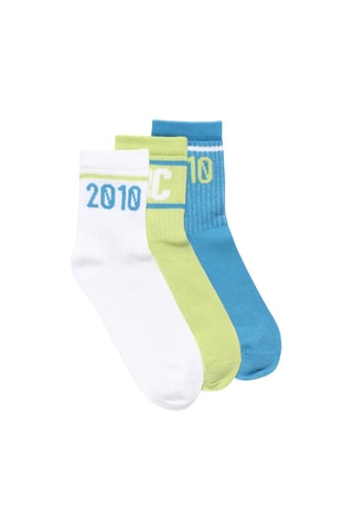 3 pares de meias - Branco e verde