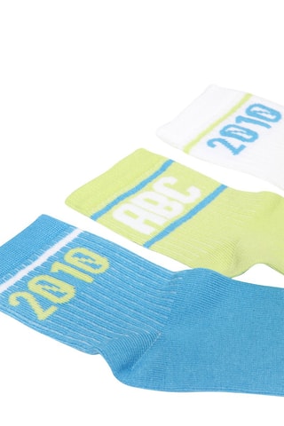 3 pares de meias - Branco e verde
