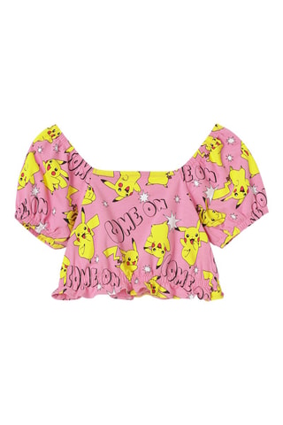Top Pikachu Pokémon Rosa e amarelo