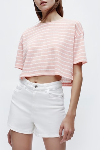 T-shirt curta Flamenco Rosa e branco