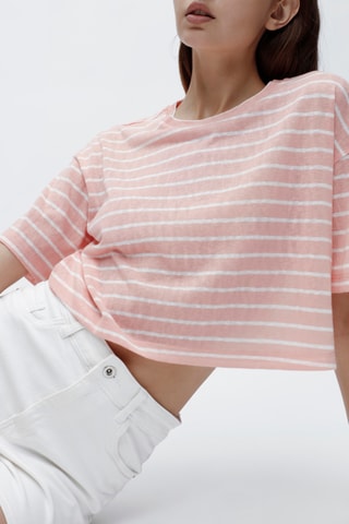 T-shirt curta Flamenco Rosa e branco