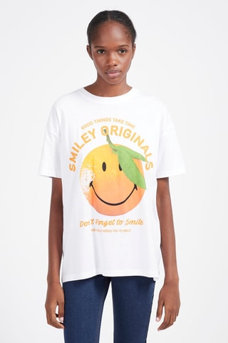 T-shirt Smiley Orange Branco