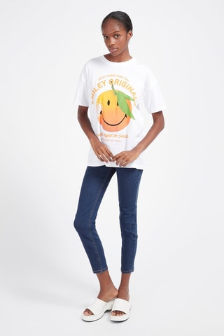 T-shirt Smiley Orange Branco
