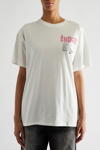 T-shirt oversize Tupac Shakur - Branco