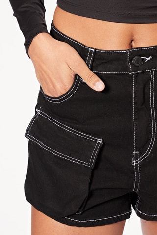Short cargo en jean - Noir