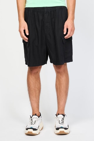 Bermudas cargo em linho - Preto