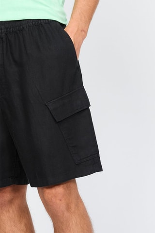 Bermudas cargo em linho - Preto