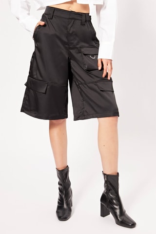 Bermudas cargo de cintura alta - Preto