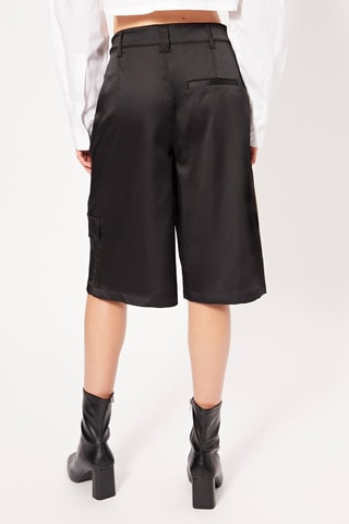 Bermudas cargo de cintura alta - Preto