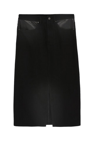Saia midi de cintura subida - Preto