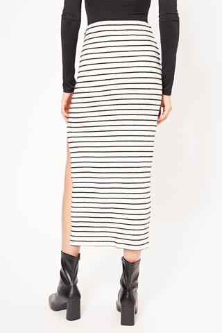 Saia midi de cintura alta - Branco e preto