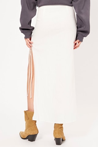 Saia midi em linho - Branco