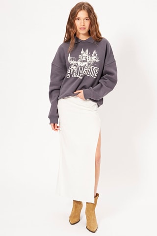 Saia midi em linho - Branco