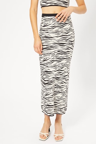Saia midi - Branco e preto