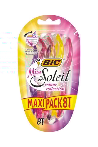 8 rasoirs jetables pour femme Miss Soleil Colour Collection - 3 lames