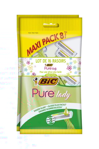 16 rasoirs jetables pour femme Bic Pure3 Lady - 3 lames