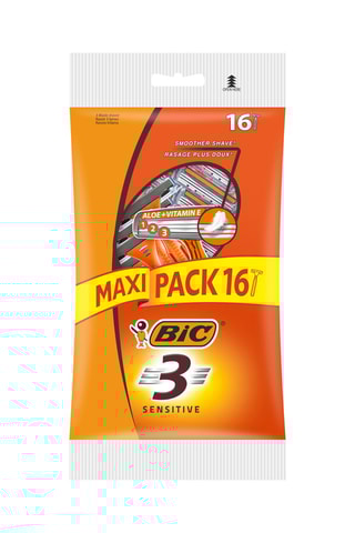 16 rasoirs jetables pour homme Bic 3 Sensitive - 3 lames