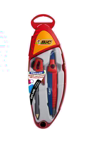 BIC Explore Compas Interchangeable Mine ou Crayon - Pointe Rétractable - Coffret Complet - Coloris aléatoire
