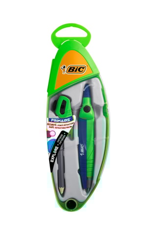 BIC Explore Compas Interchangeable Mine ou Crayon - Pointe Rétractable - Coffret Complet - Coloris aléatoire