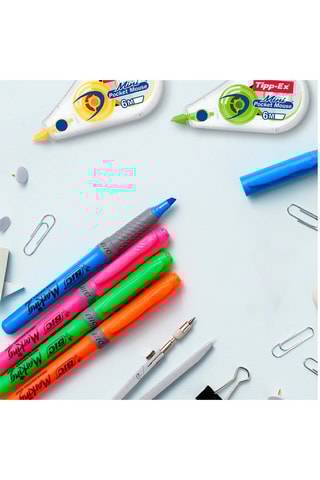 Ensemble Multicolore - 10 stylos-bille, 5 feutre surligneurs, 6 feutres et 2 correcteurs